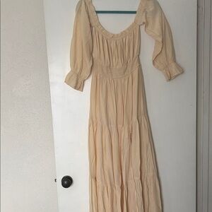 Cream Peasant Maxi Dress - Lightweight Tiered Boho Style